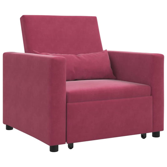 Einzel-Schlafsofa mit Rädern Weinrot 90 x 165 x 87 cm Samt