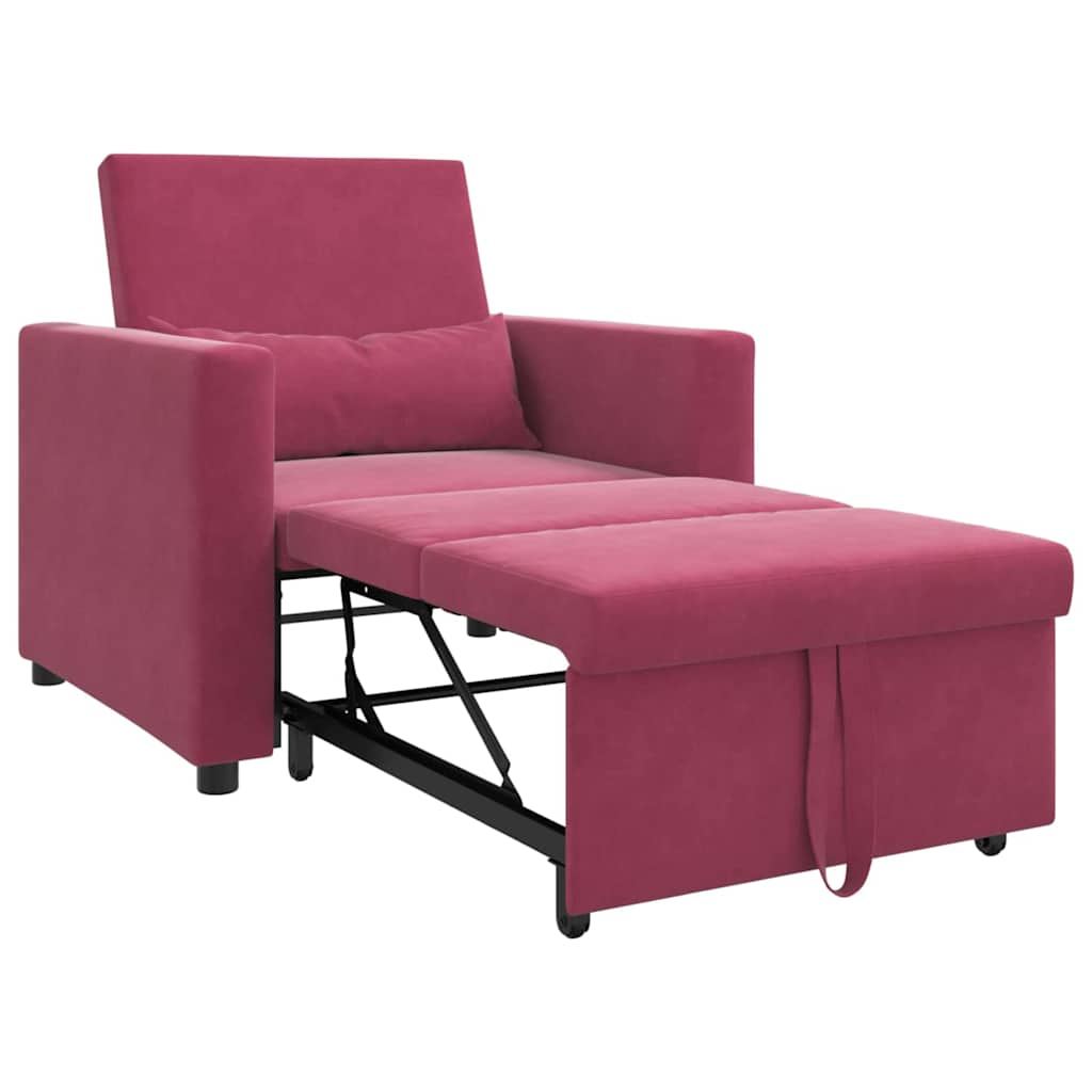 Einzel-Schlafsofa mit Rädern Weinrot 90 x 165 x 87 cm Samt
