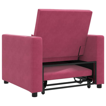 Einzel-Schlafsofa mit Rädern Weinrot 90 x 165 x 87 cm Samt