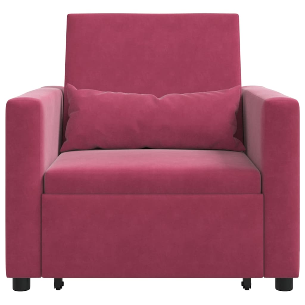 Einzel-Schlafsofa mit Rädern Weinrot 90 x 165 x 87 cm Samt
