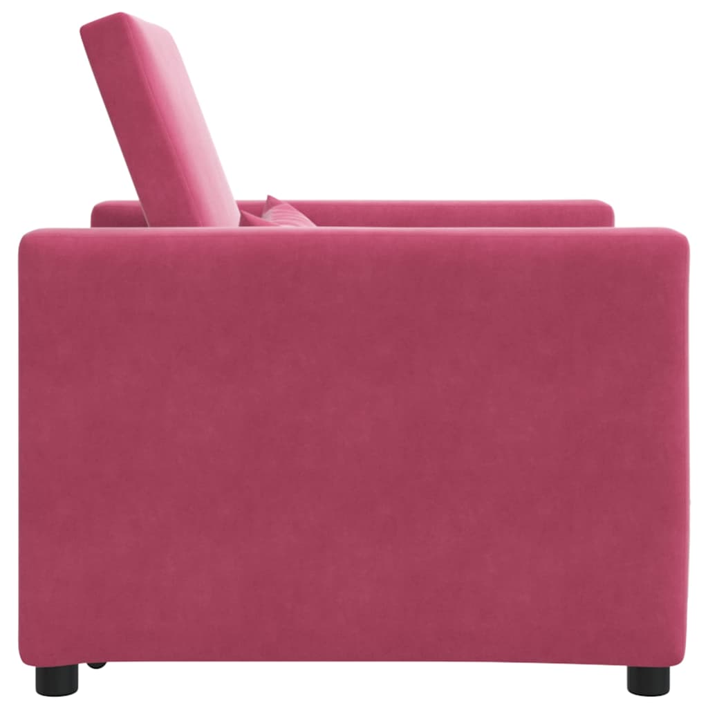 Einzel-Schlafsofa mit Rädern Weinrot 90 x 165 x 87 cm Samt