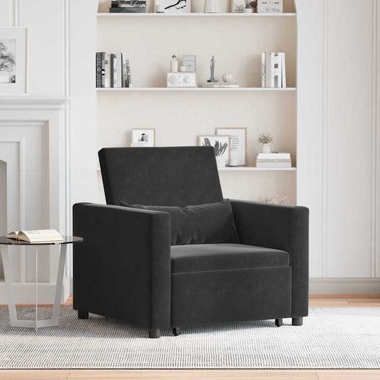 Einzel-Schlafsofa mit Rädern Schwarz 90 x 165 x 87 cm Samt