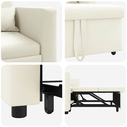 Einzel-Schlafsofa mit Rädern Creme 90 x 165 x 87 cm Samt