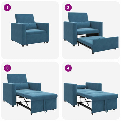 Einzel-Schlafsofa mit Rädern Blau 90 x 165 x 87 cm Samt