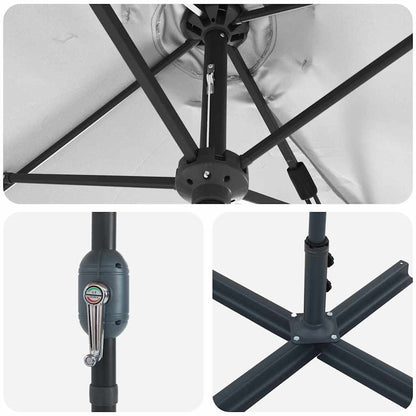 Gartenparasol Sand 370 x 197 x 239 cm Pulverbeschichteter Stahl