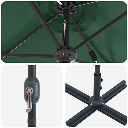 Gartenparasol Grün 370 x 197 x 239 cm Pulverbeschichteter Stahl