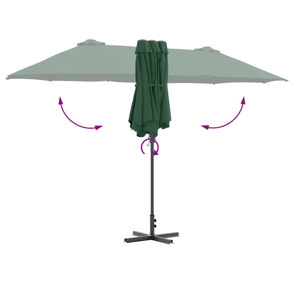 Gartenparasol Grün 370 x 197 x 239 cm Pulverbeschichteter Stahl