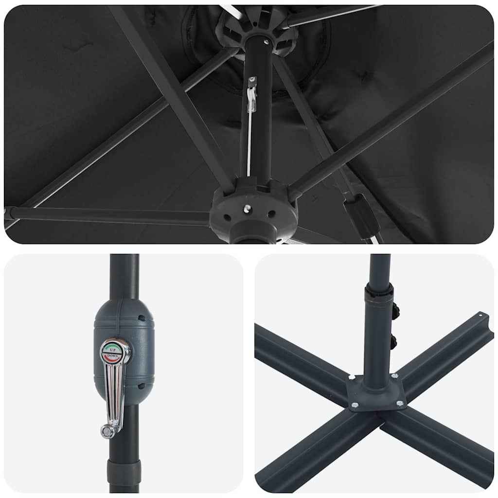 Gartenparasol Schwarz 370 x 197 x 239 cm