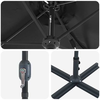 Gartenparasol Schwarz 370 x 197 x 239 cm