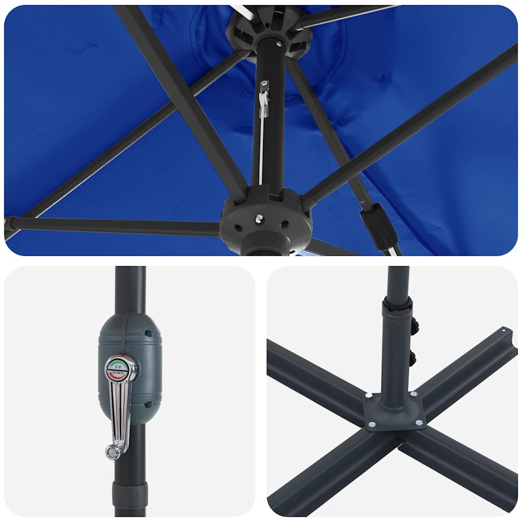 Gartenparasol Blau 370 x 197 x 239 cm Pulverbeschichteter Stahl