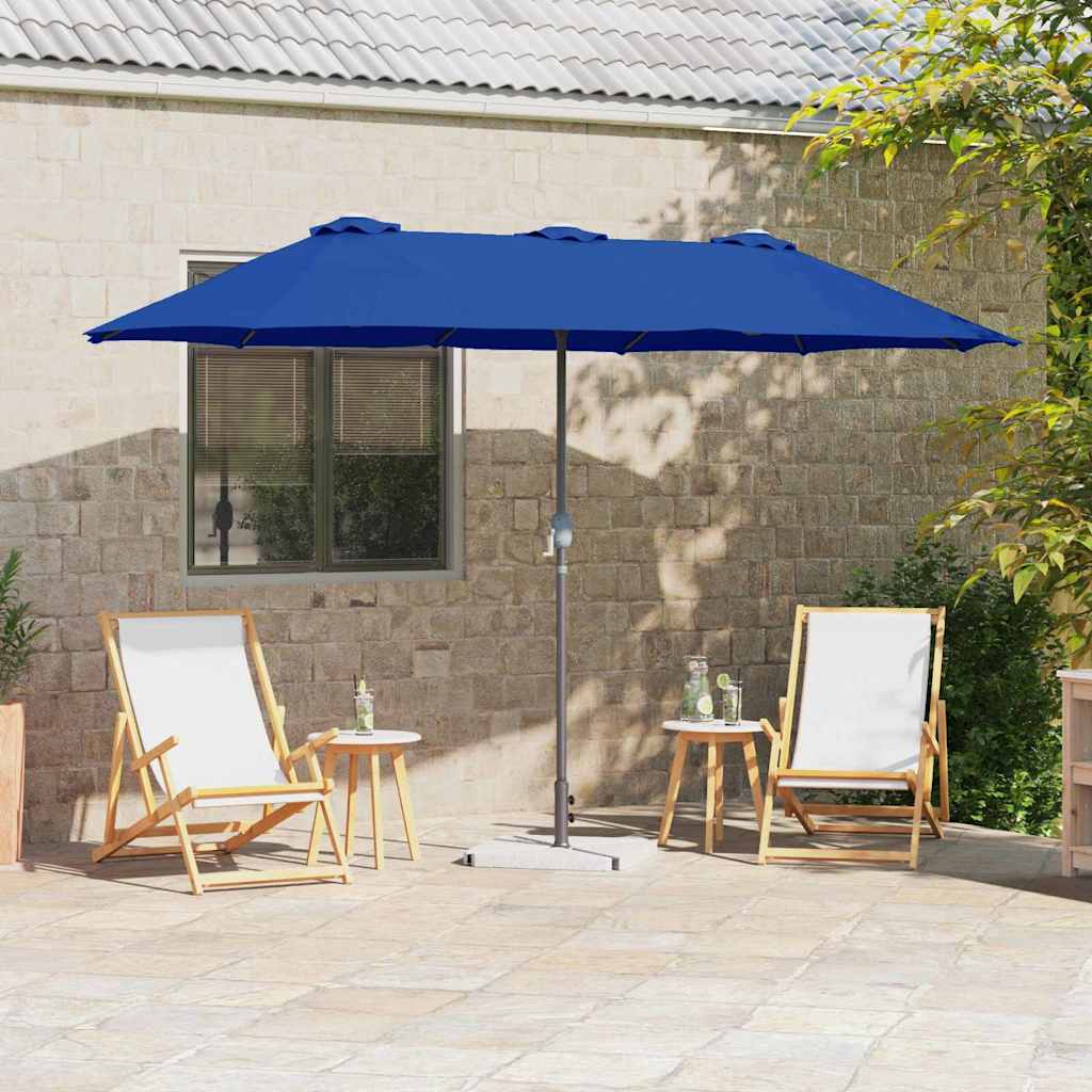 Gartenparasol Blau 370 x 197 x 239 cm Pulverbeschichteter Stahl