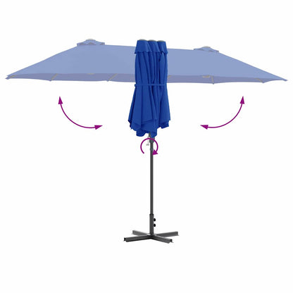 Gartenparasol Blau 370 x 197 x 239 cm Pulverbeschichteter Stahl