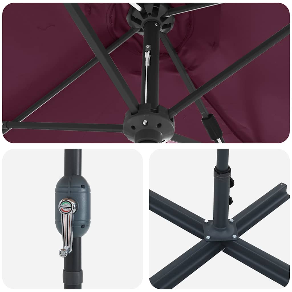 Gartenparasol Bordeauxrot 370 x 197 x 239 cm