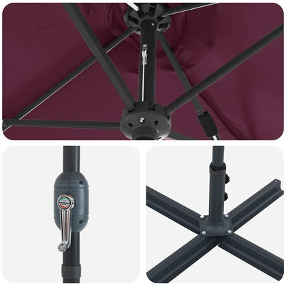 Gartenparasol Bordeauxrot 370 x 197 x 239 cm