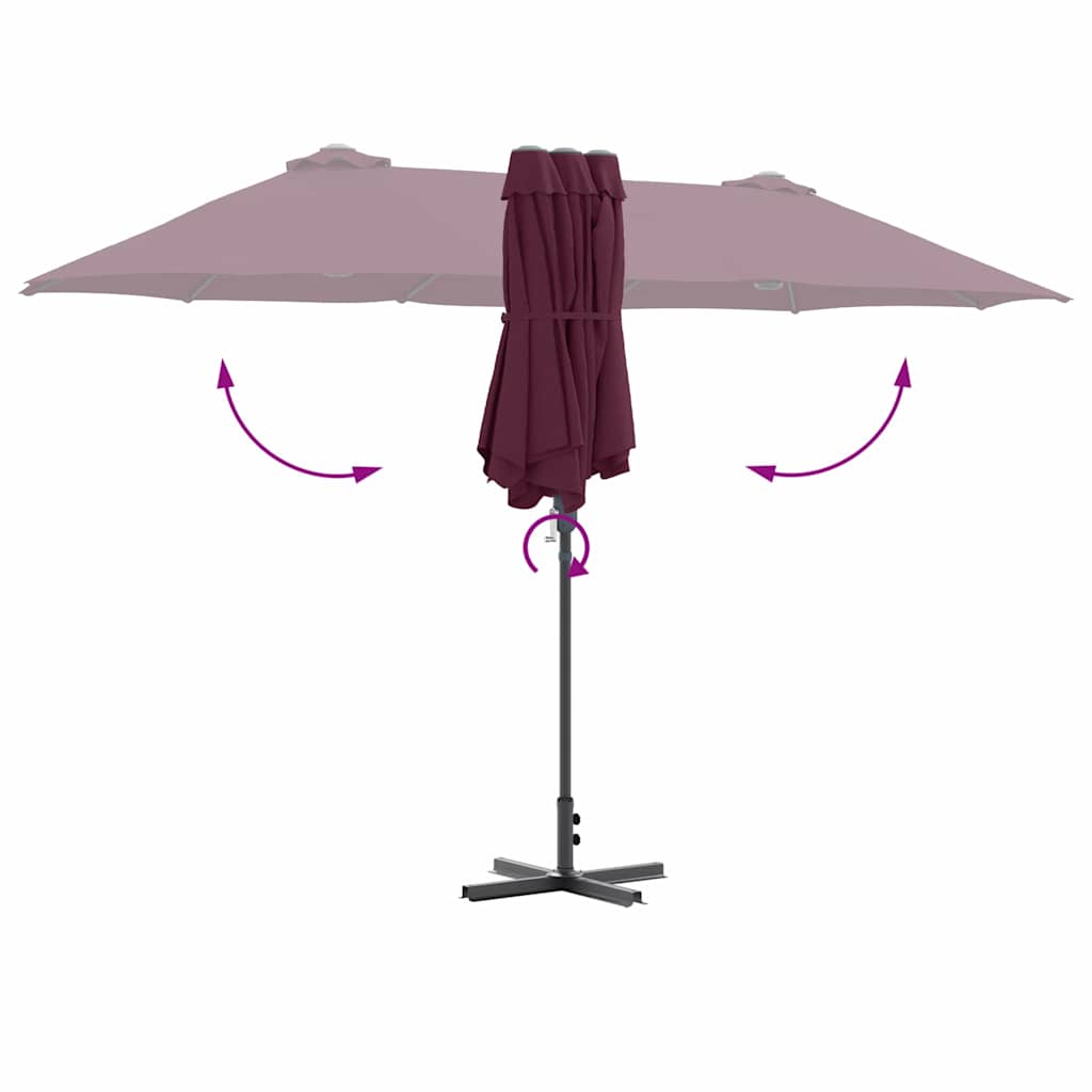 Gartenparasol Bordeauxrot 370 x 197 x 239 cm
