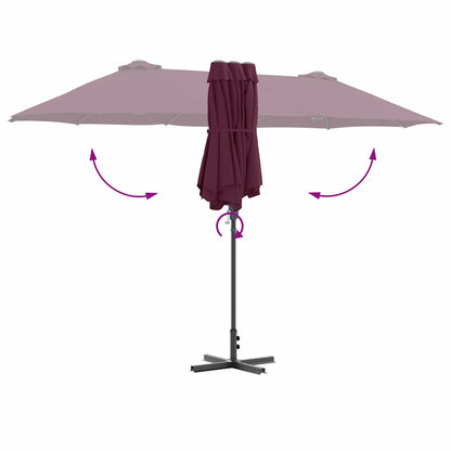 Gartenparasol Bordeauxrot 370 x 197 x 239 cm