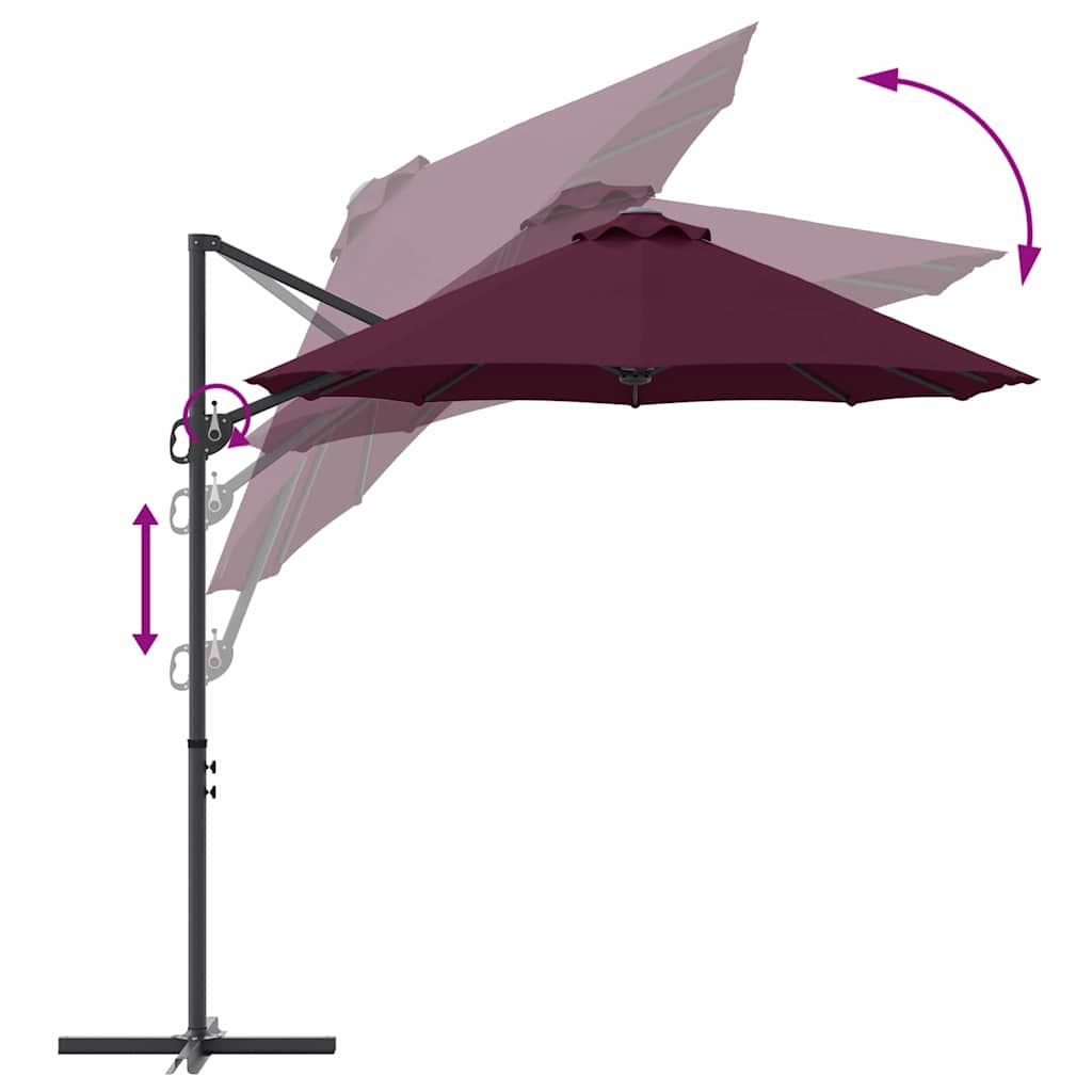 Garten-Kantilever-Pergola Bordeauxrot 372 x 198 x 243 cm