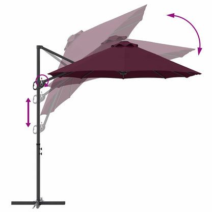 Garten-Kantilever-Pergola Bordeauxrot 372 x 198 x 243 cm