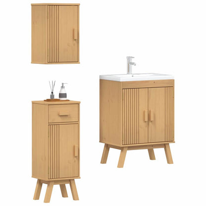 Badezimmermöbelset mit Speicher 3 pcs Braun 114 x 43 x 73.5 cm