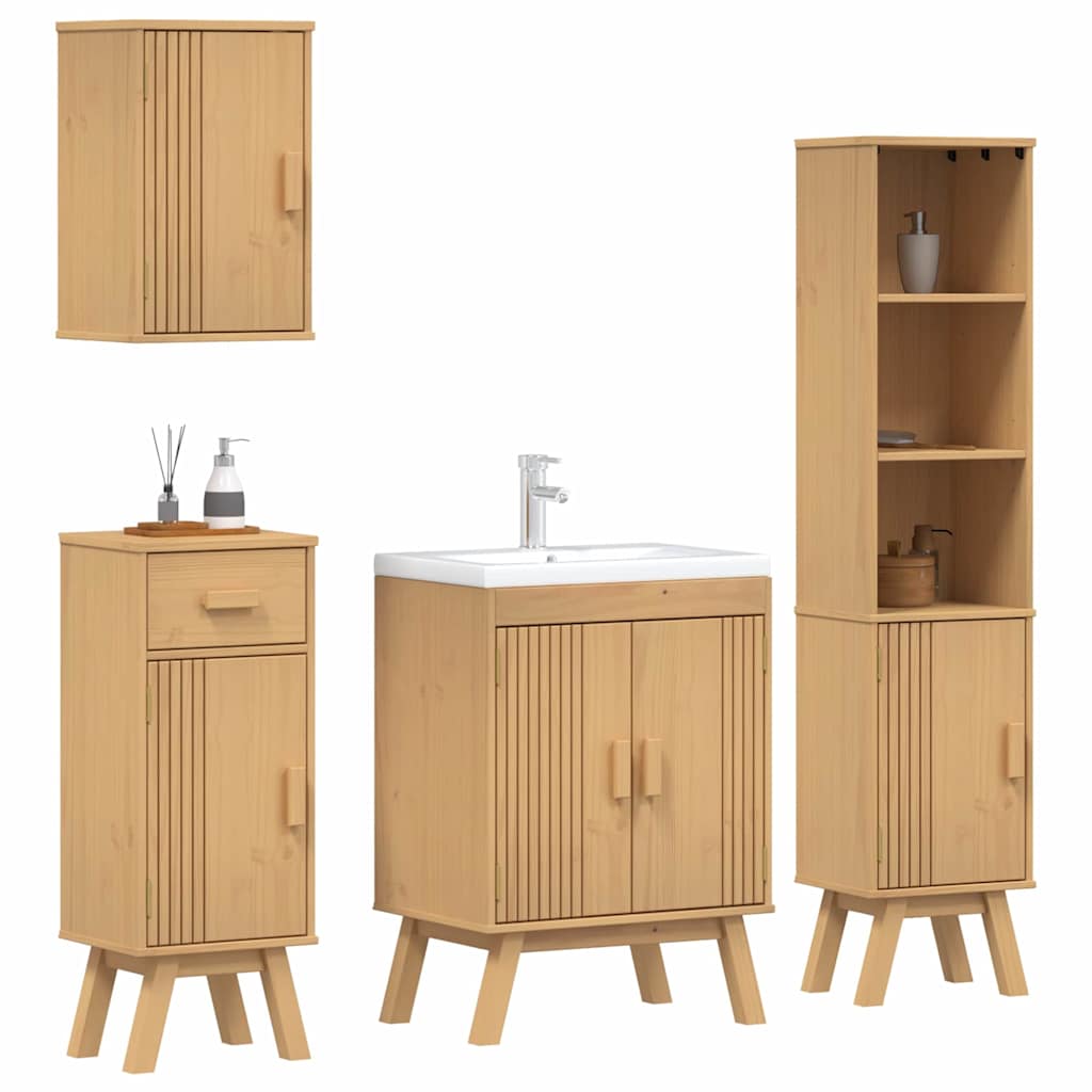 Badezimmermöbelset mit Speicher 4 pcs Braun 114 x 43 x 73.5 cm