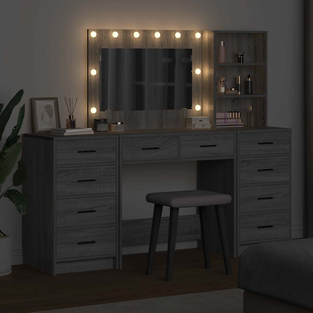 Schminktisch 3 pcs Grau 40 x 41 x 135 cm Holzwerkstoff