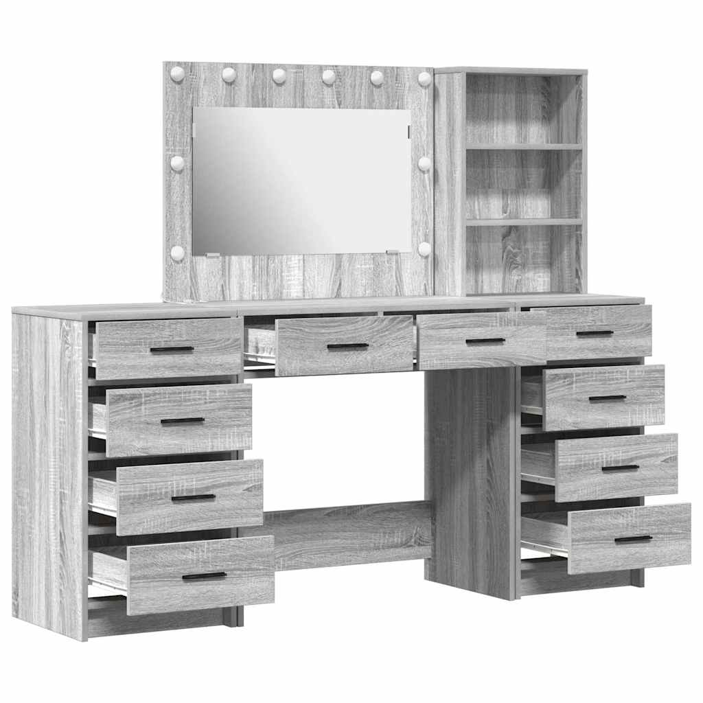 Schminktisch 3 pcs Grau 40 x 41 x 135 cm Holzwerkstoff