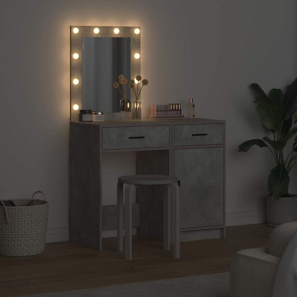 Schminktisch mit Tür 2 pcs Grau 50 x 41 x 135 cm Holzwerkstoff