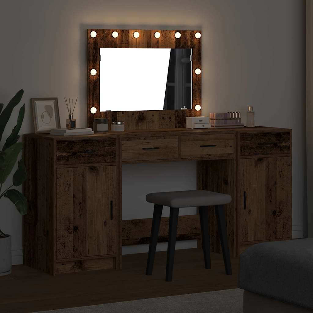 Schminktisch mit Tür 3 pcs Braun 40 x 41 x 75 cm Holzwerkstoff