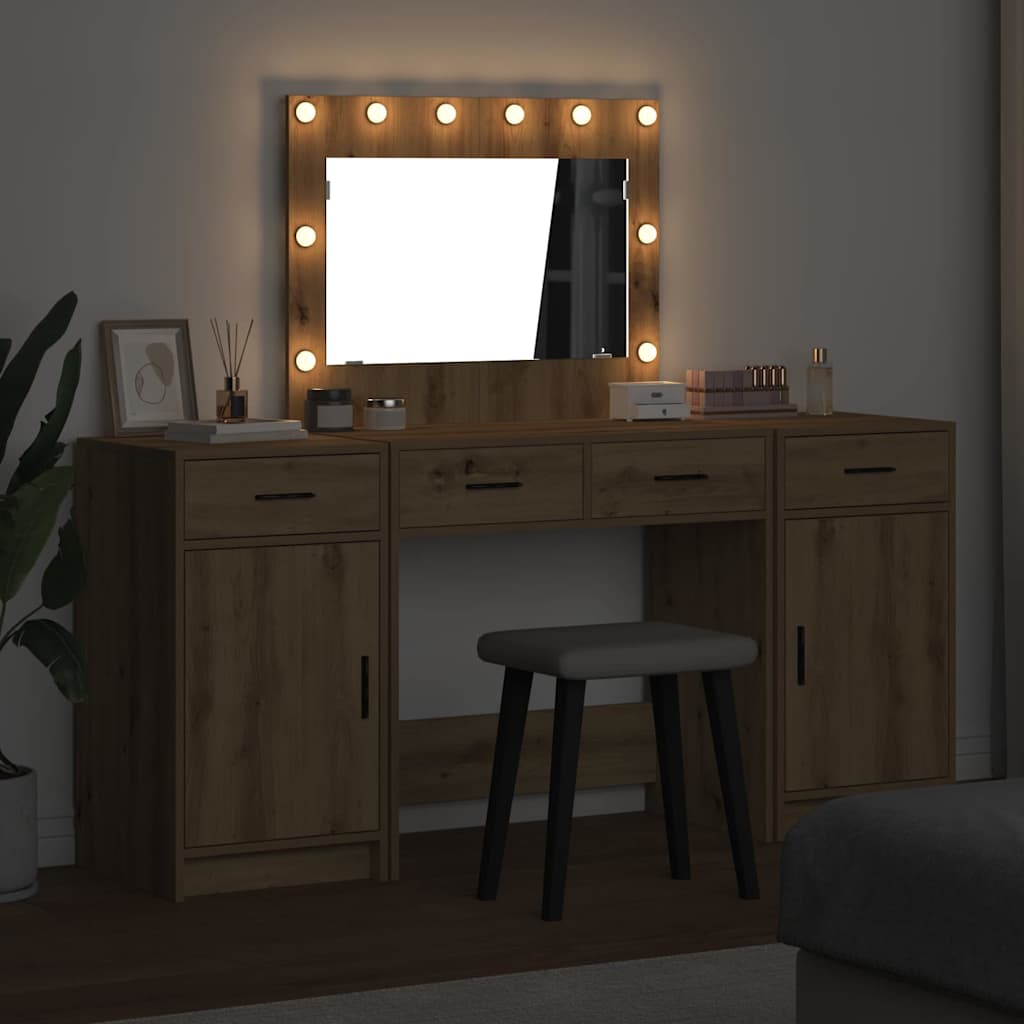 Schminktisch mit Tür 3 pcs Braun 40 x 41 x 75 cm Holzwerkstoff