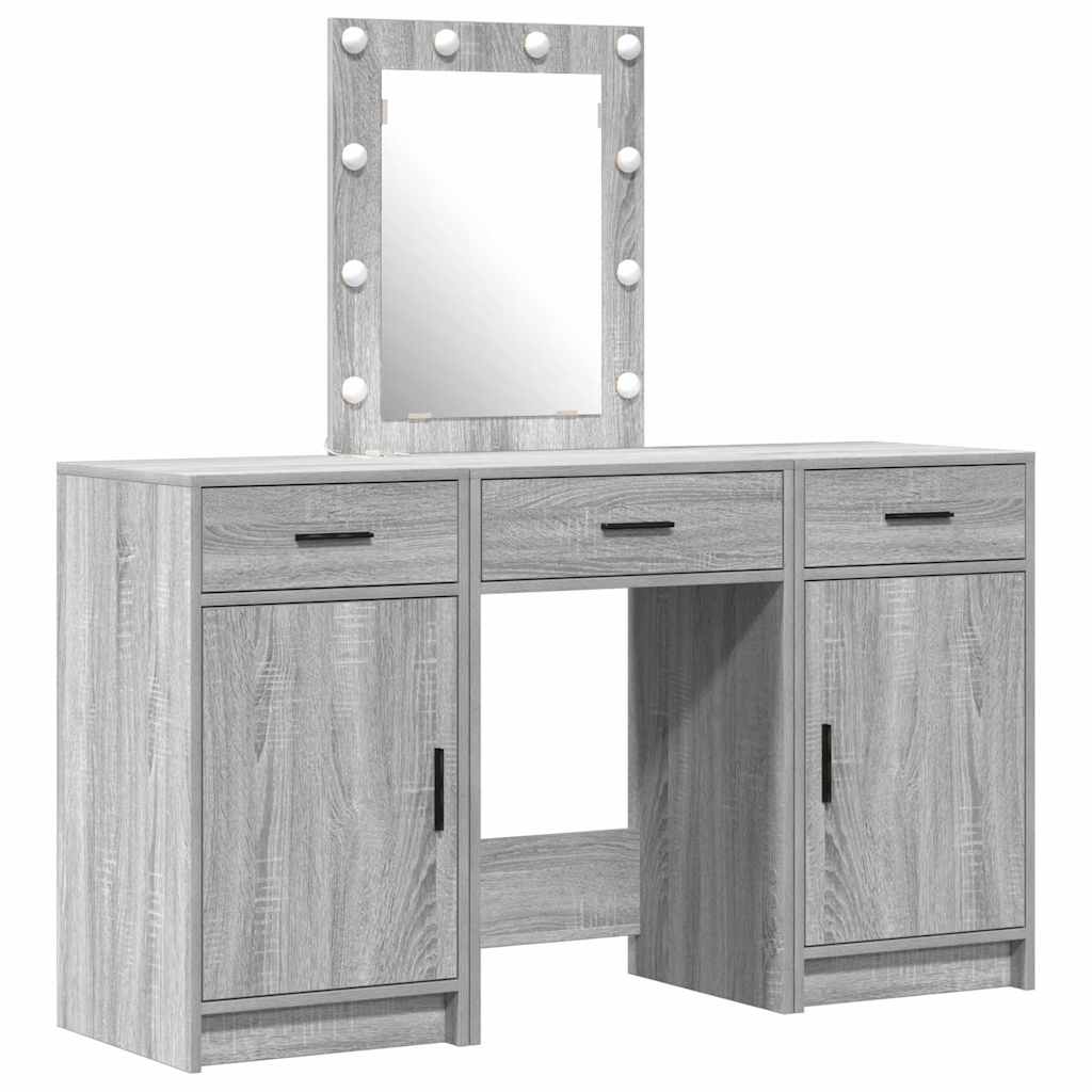 Schminktisch mit Schubladen Grau 50 x 41 x 135 cm Holzwerkstoff