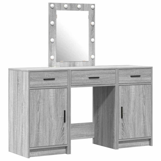Schminktisch mit Schubladen Grau 50 x 41 x 135 cm Holzwerkstoff