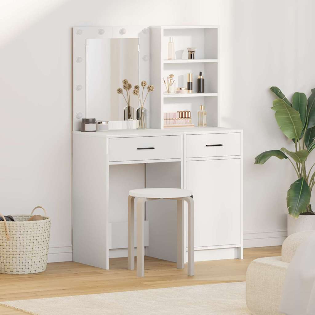 Schminktisch mit Tür 2 pcs Weiß 50 x 41 x 135 cm Holzwerkstoff