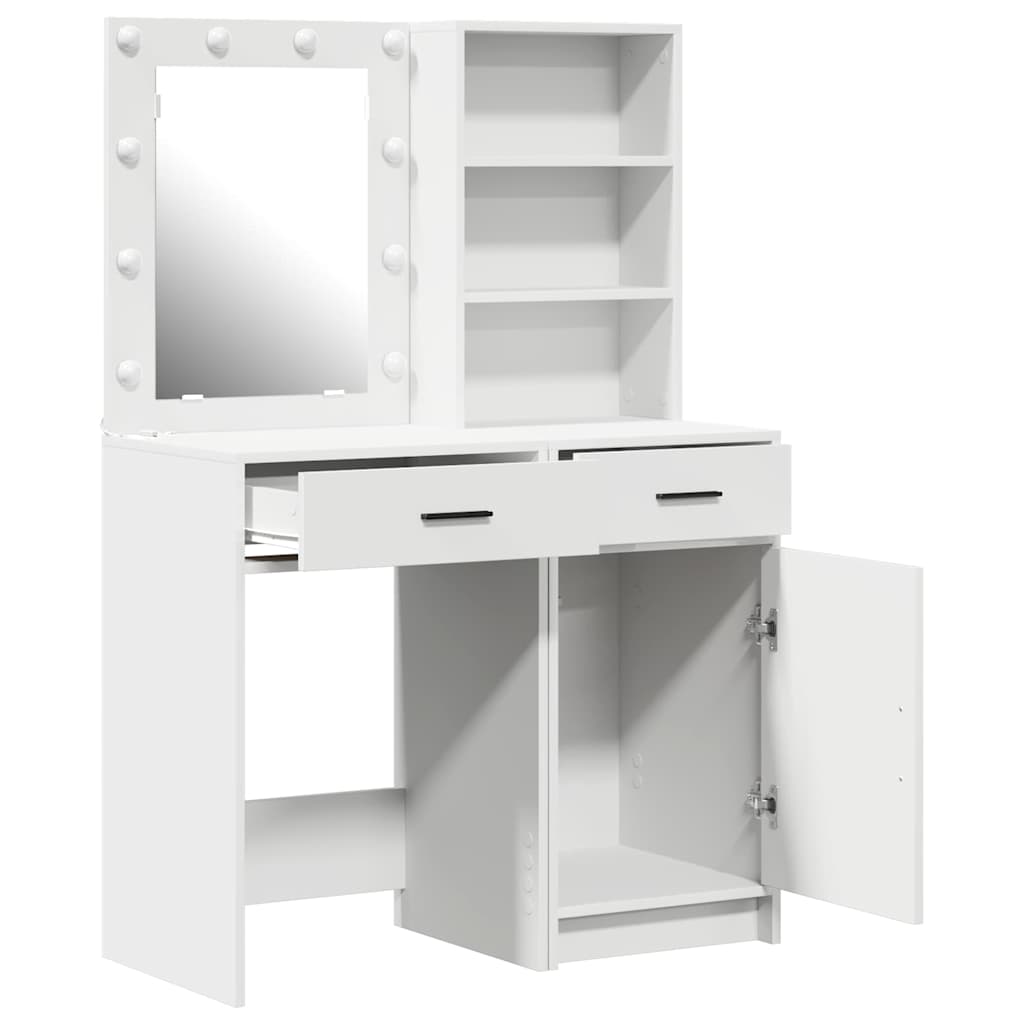 Schminktisch mit Tür 2 pcs Weiß 50 x 41 x 135 cm Holzwerkstoff