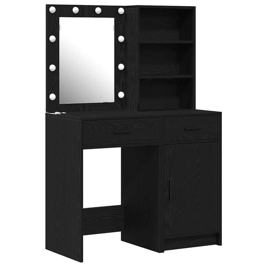 Schminktisch Set 2 pcs Schwarz Eichen-Optik 50 x 41 x 135 cm