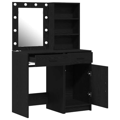 Schminktisch Set 2 pcs Schwarz Eichen-Optik 50 x 41 x 135 cm