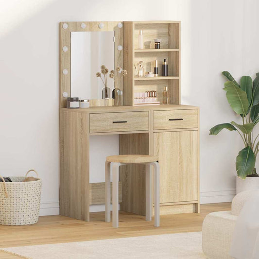 Schminktisch Set mit Regal 2 pcs Sonoma-Eiche 50 x 41 x 135 cm