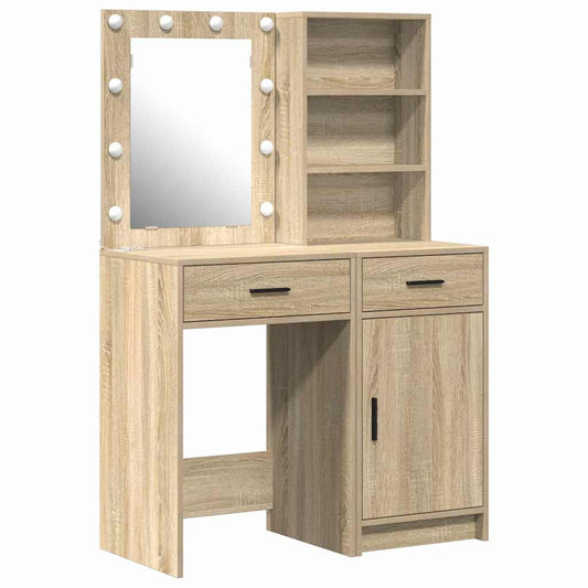 Schminktisch Set mit Regal 2 pcs Sonoma-Eiche 50 x 41 x 135 cm