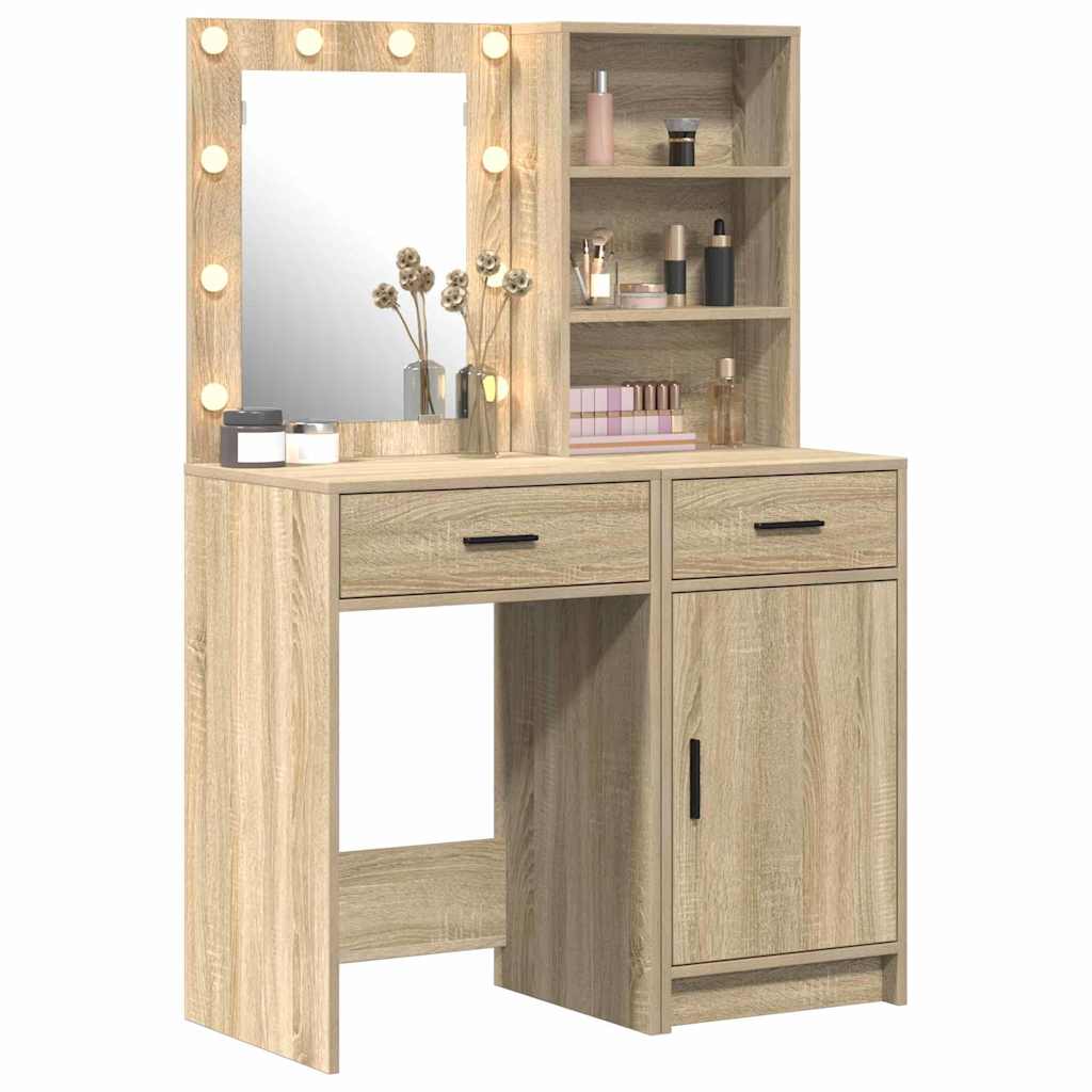 Schminktisch Set mit Regal 2 pcs Sonoma-Eiche 50 x 41 x 135 cm