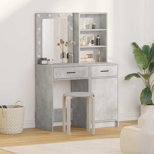 Schminktisch Set mit Regal 2 pcs Beton Grau 50 x 41 x 135 cm