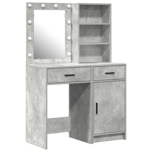 Schminktisch Set mit Regal 2 pcs Beton Grau 50 x 41 x 135 cm