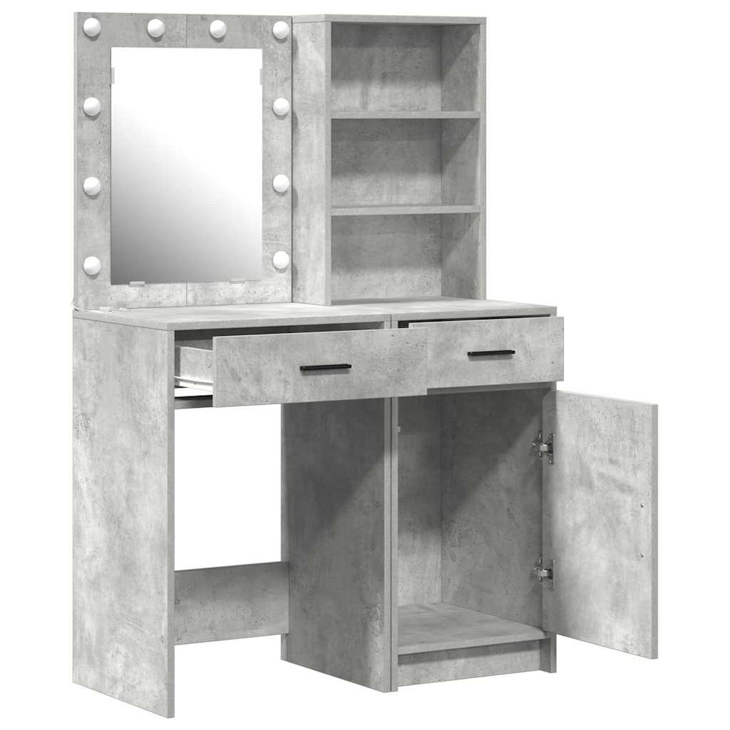Schminktisch Set mit Regal 2 pcs Beton Grau 50 x 41 x 135 cm