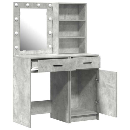Schminktisch Set mit Regal 2 pcs Beton Grau 50 x 41 x 135 cm