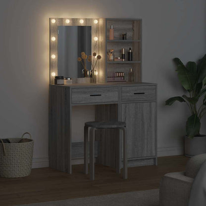 Schminktisch Set mit Regal 2 pcs Grau Sonoma 50 x 41 x 135 cm