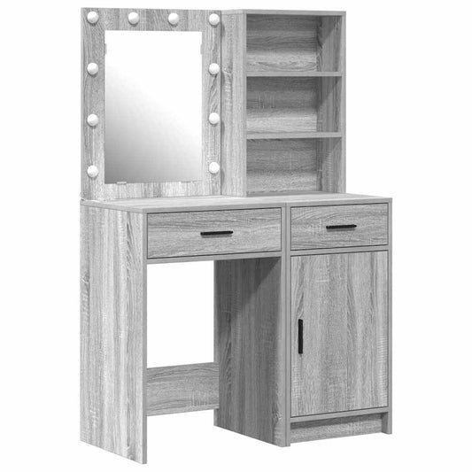 Schminktisch Set mit Regal 2 pcs Grau Sonoma 50 x 41 x 135 cm
