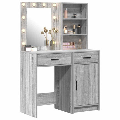 Schminktisch Set mit Regal 2 pcs Grau Sonoma 50 x 41 x 135 cm