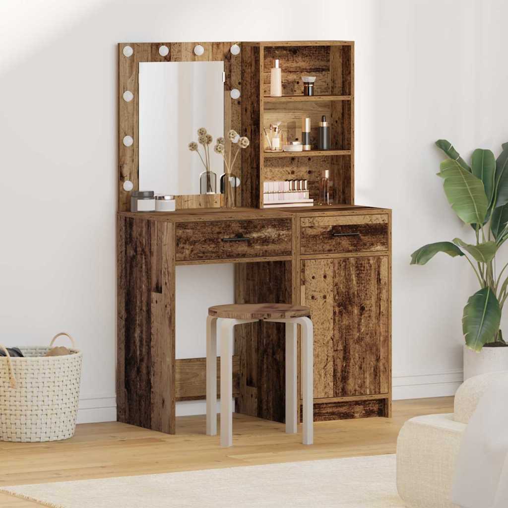 Schminktisch Set 2 pcs Altholz 50 x 41 x 135 cm Holzwerkstoff