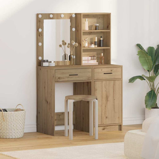 Schminktisch Set mit Regal 2 pcs Artisan-Eiche 50 x 41 x 135 cm