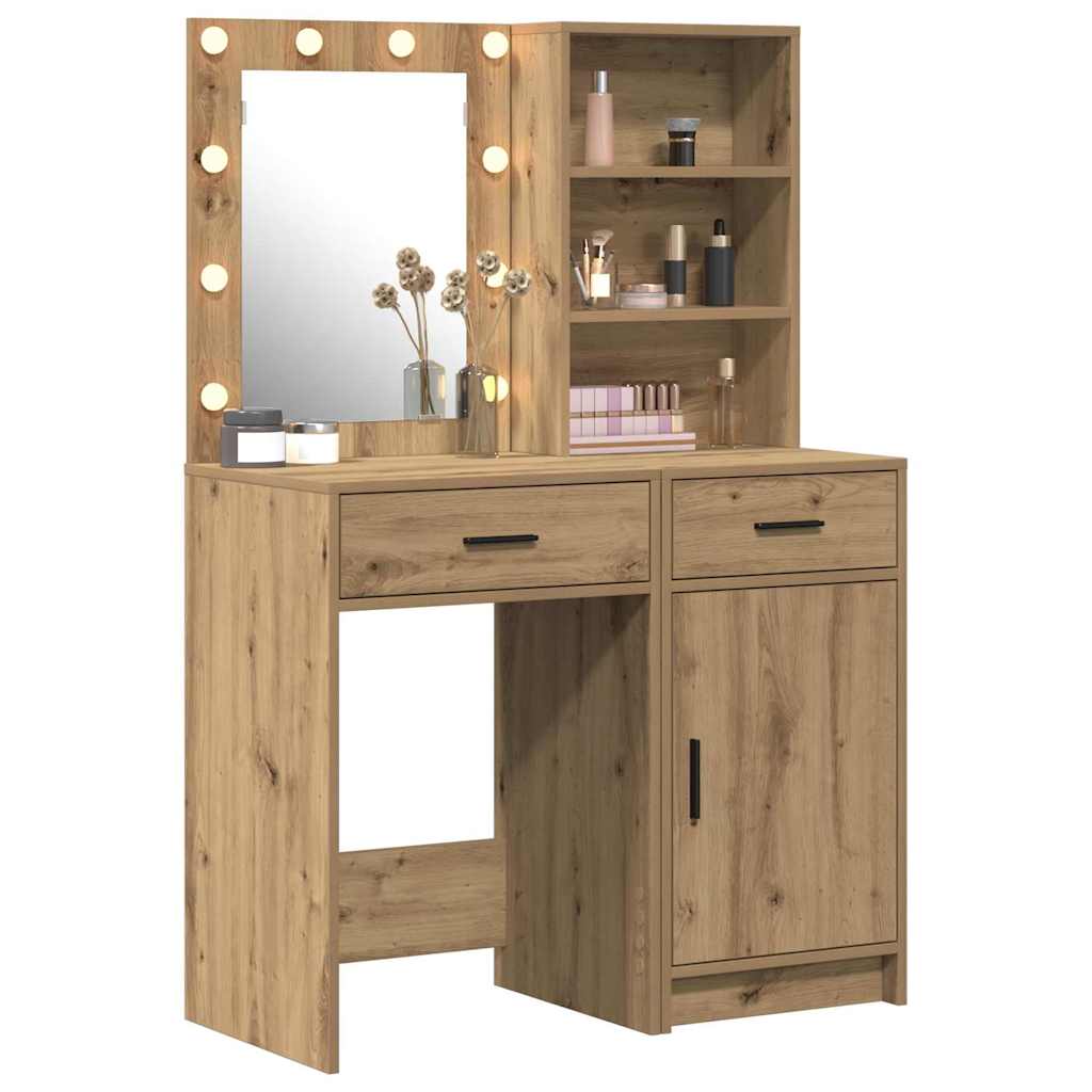 Schminktisch Set mit Regal 2 pcs Artisan-Eiche 50 x 41 x 135 cm