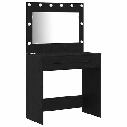 Schminktisch Set 3 pcs Schwarz Eichen-Optik 78,5 x 41 x 135 cm
