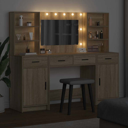 Schminktisch Set mit Tür 3 pcs Sonoma-Eiche 78,5 x 41 x 135 cm
